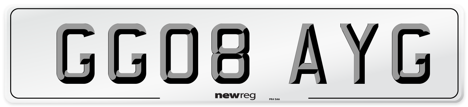 GG08 AYG Number Plate from New Reg